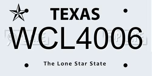 WCL4006 Texas License Plate