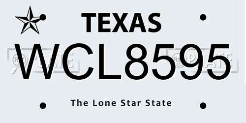 WCL8595 Texas License Plate