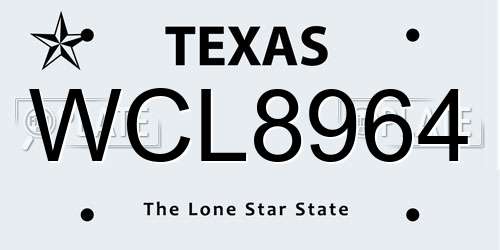 WCL8964 Texas License Plate