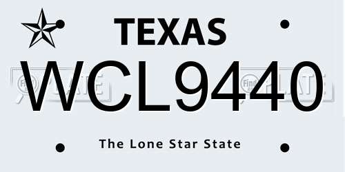 WCL9440 Texas License Plate