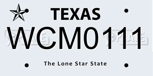 WCM0111 Texas License Plate