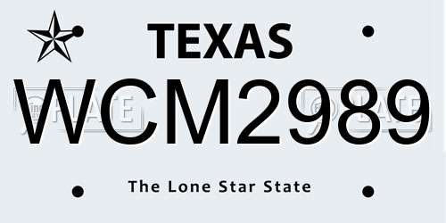 WCM2989 Texas License Plate