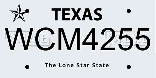 WCM4255 Texas License Plate
