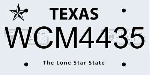 WCM4435 Texas License Plate