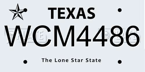 WCM4486 Texas License Plate