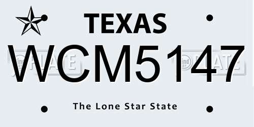 WCM5147 Texas License Plate
