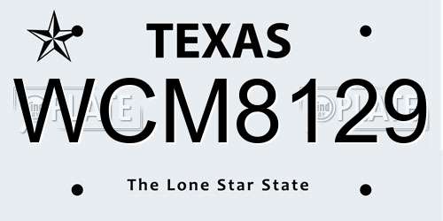 WCM8129 Texas License Plate