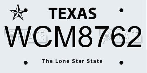 WCM8762 Texas License Plate