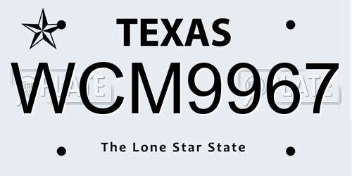 WCM9967 Texas License Plate