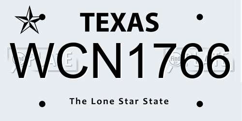 WCN1766 Texas License Plate