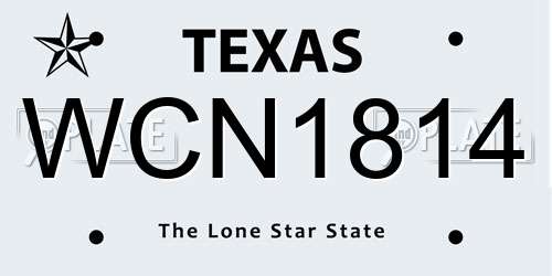 WCN1814 Texas License Plate