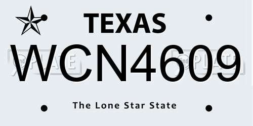 WCN4609 Texas License Plate