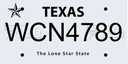WCN4789 Texas License Plate