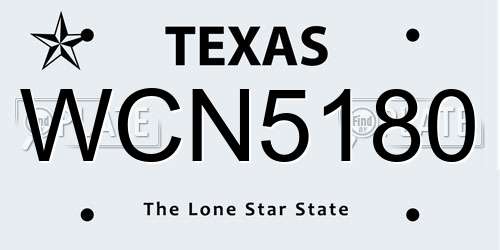 WCN5180 Texas License Plate