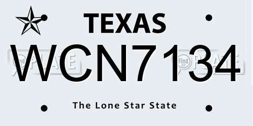 WCN7134 Texas License Plate