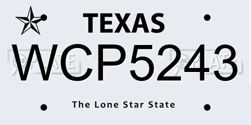 WCP5243 Texas License Plate