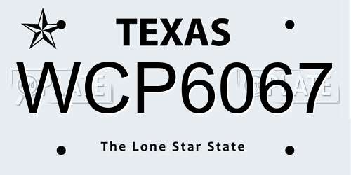 WCP6067 Texas License Plate