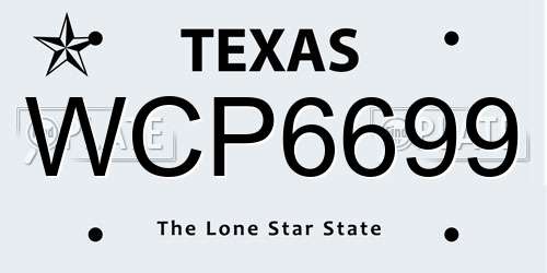WCP6699 Texas License Plate