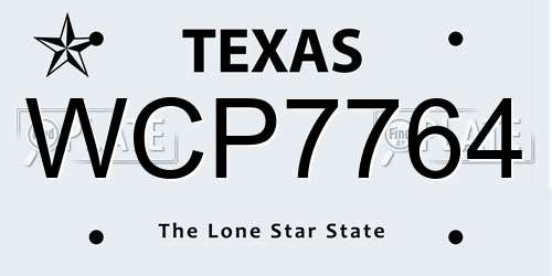 WCP7764 Texas License Plate