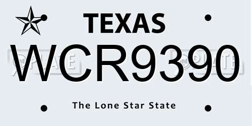 WCR9390 Texas License Plate