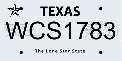 WCS1783 Texas License Plate