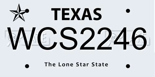 WCS2246 Texas License Plate