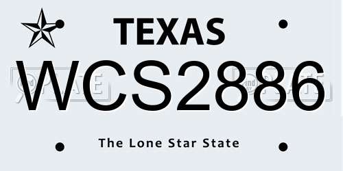 WCS2886 Texas License Plate