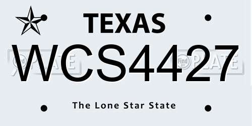 WCS4427 Texas License Plate