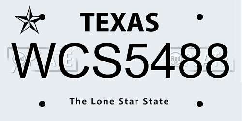 WCS5488 Texas License Plate