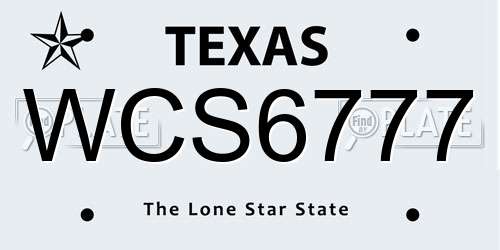 WCS6777 Texas License Plate