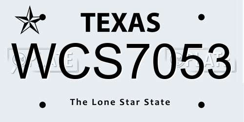 WCS7053 Texas License Plate