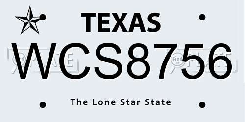 WCS8756 Texas License Plate