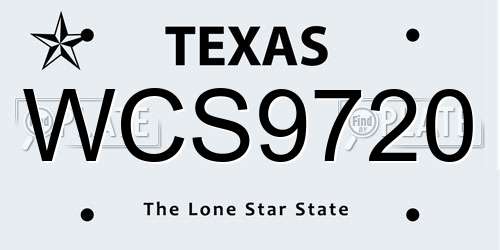 WCS9720 Texas License Plate