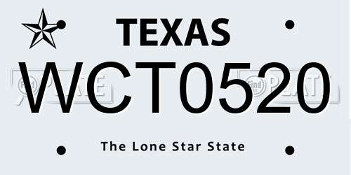 WCT0520 Texas License Plate