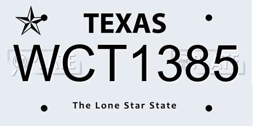 WCT1385 Texas License Plate