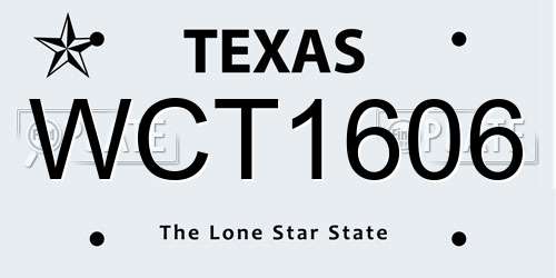 WCT1606 Texas License Plate