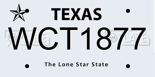 WCT1877 Texas License Plate
