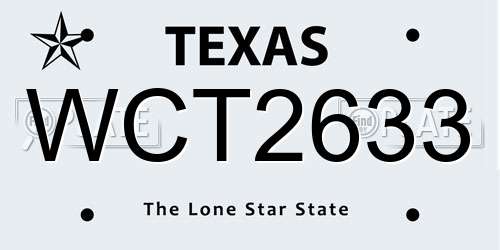 WCT2633 Texas License Plate