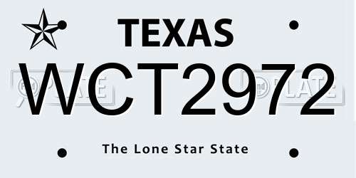 WCT2972 Texas License Plate