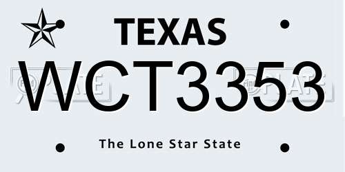 WCT3353 Texas License Plate