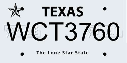 WCT3760 Texas License Plate