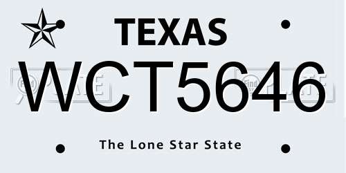WCT5646 Texas License Plate