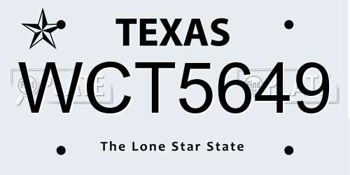 WCT5649 Texas License Plate