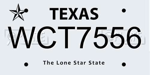 WCT7556 Texas License Plate