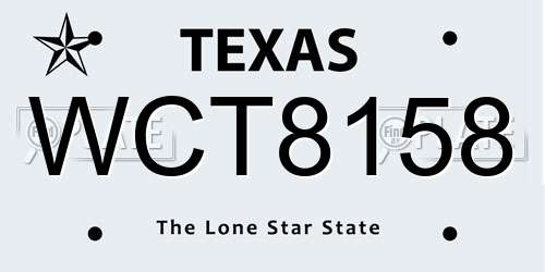 WCT8158 Texas License Plate