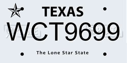 WCT9699 Texas License Plate