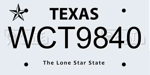 WCT9840 Texas License Plate