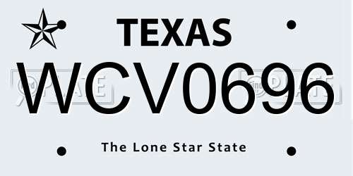 WCV0696 Texas License Plate