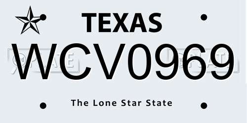 WCV0969 Texas License Plate