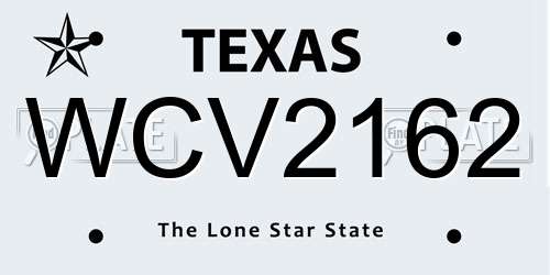 WCV2162 Texas License Plate